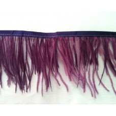 Fringe with feathers - dark purple