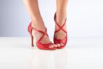 Nicole crvene glitter plesne cipele za tango i salsa plesove s petom od 8cm.