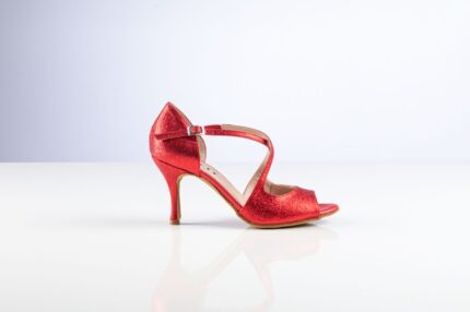 Nicole crvene glitter plesne cipele za tango i salsa plesove s petom od 8cm.